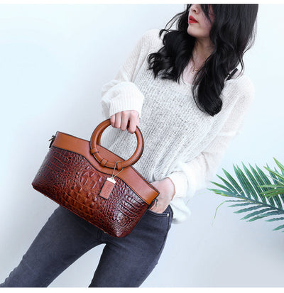 Ava™ - Elegant Handmade Leather Croco Bag