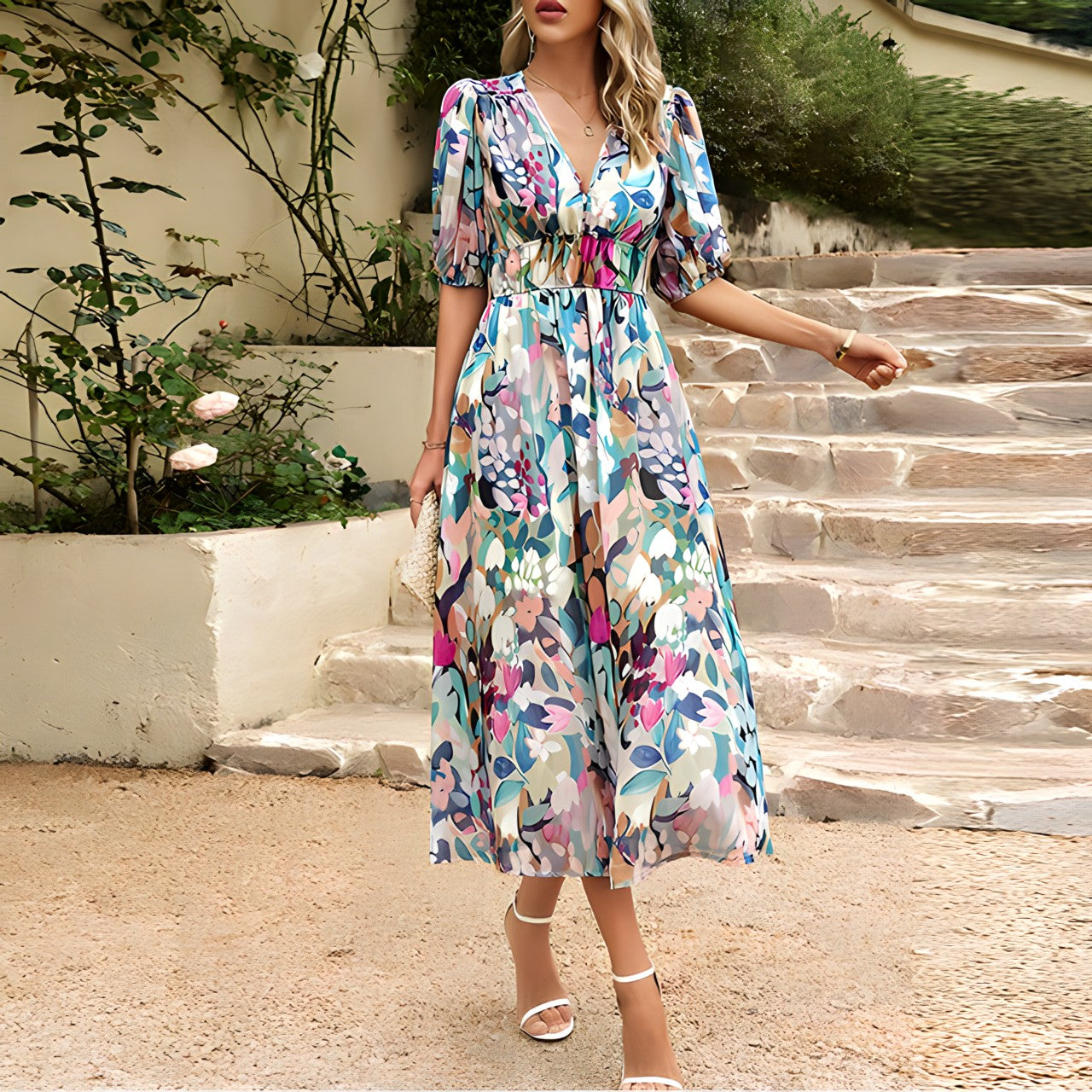 Blessie – Floral Print Maxi Dress